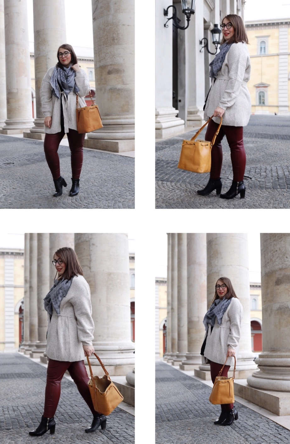 Outfit│Oversize Cardigan, rote Lederhose und Louis Vuitton Noé Vachetta -  MISS SUZIE LOVES